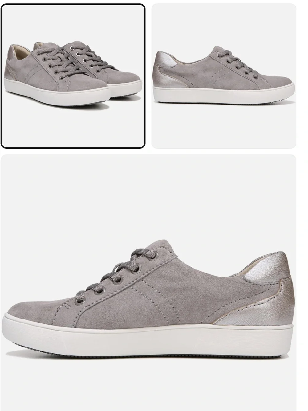 Naturalizer Gray Suede Lace-Up Sneakers